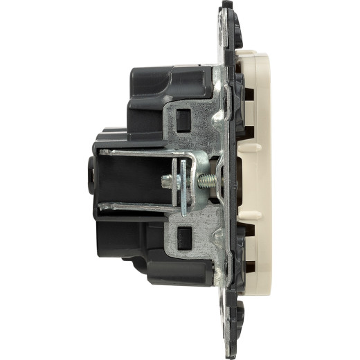 Valena ALLURE.Силовая розетка 2К+З 16А 250В с лицевой панелью.Безвинтовые зажимы.Слоновая кость