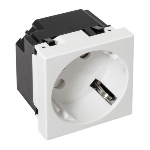 Розетка 45x45 с зазем. 45 градусов, быстрозажимные клеммы, белая EKF