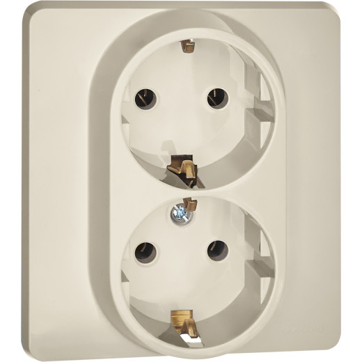 Розетка двойная с заземлением - Legrand/Daccord Inspiria - без шторок в сборе 16А 250В винтовые зажимы - слоновая кость