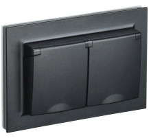 IEK BRITE Черный Розетка 2-м с/з с защ шторк и крышк 16А в сборе IP44 РСбш12-3-44-БрЧ