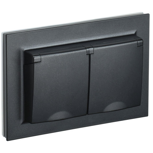 BRITE Роз. 2-я с кр. 16А в сб IP44 РСбш12-3-44-БрЧ черн. IEK