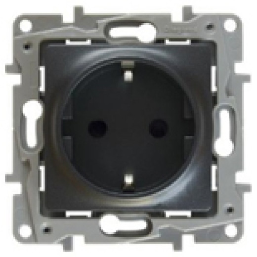 Розетка с заземлением - Legrand Etika - без шторок 16А 250В винтовые зажимы - антрацит