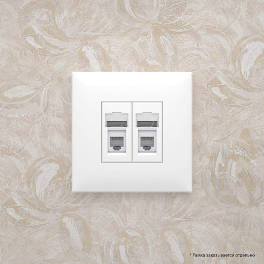 Телефонная розетка RJ-12 в стену двойная, Avanti, белое облако