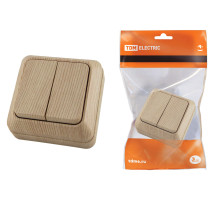 TDM Выключатель 2-кл. открытой установки IP20 10А, сосна 