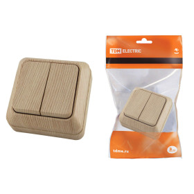 TDM Выключатель 2-кл. открытой установки IP20 10А, сосна 