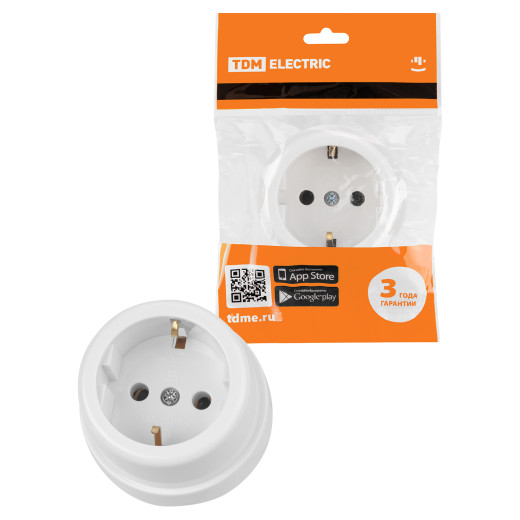 Розетка 2П+З открытой установки IP20 16А белая 