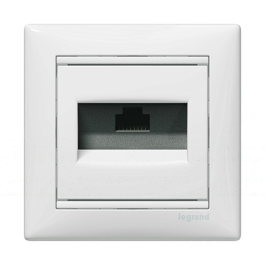 Розетка компьютерная RJ45 категория 5e UTP - Legrand Valena - с захватами - белый
