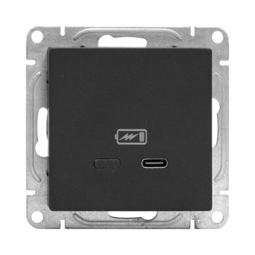 Механизм розетки USB-С, быстрая, чёрная Эпика EKF