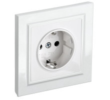 IEK BRITE Белый Розетка 1-м с/з с защ штор 16А в сборе РСР14-1-0-БрБ