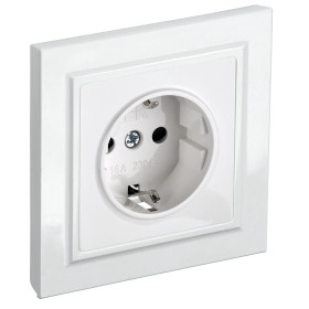 IEK BRITE Белый Розетка 1-м с/з с защ штор 16А в сборе РСР14-1-0-БрБ