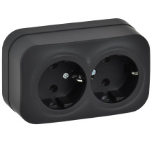 IEK GLORY Роз. 2-я с з/к без з/ш о/у 16А РС22-3-ХЧм черн. м.