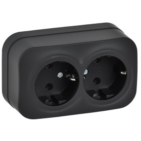 IEK GLORY Роз. 2-я с з/к без з/ш о/у 16А РС22-3-ХЧм черн. м.