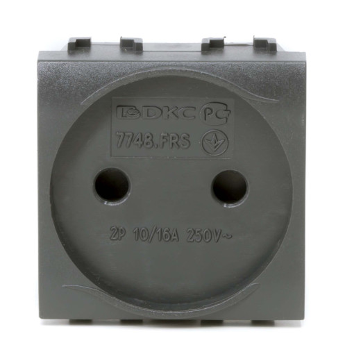 Электрическая розетка, без заземления, со шторками, черная, 2 мод.