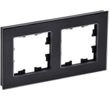 IEK BRITE DECOR Черный глянец стекло Рамка 2-м РУ-2-2-БрЧ