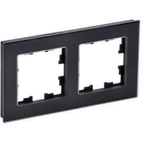 IEK BRITE DECOR Черный глянец стекло Рамка 2-м РУ-2-2-БрЧ
