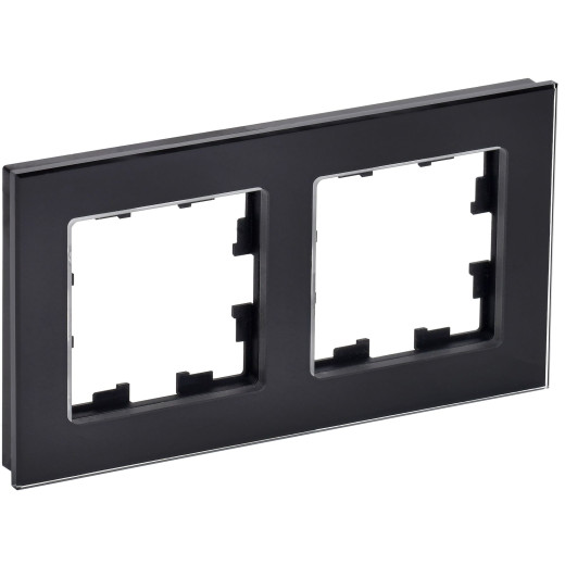 BRITE Рамка 2-мест. РУ-2-2-БрЧ стекло черн. IEK