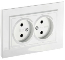 IEK BRITE Белый Розетка 2-м б/з без защ штор 10А в сборе РС12-2-БрБ