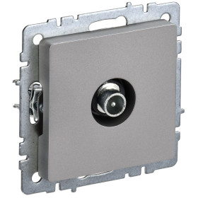 IEK BRITE BASE Сталь Розетка TV прох РТВ10-0-БрС