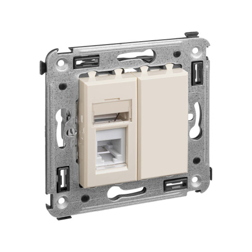 Телефонная розетка RJ-12 в стену одинарная, Avanti, ванильная дымка