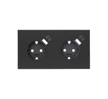 Simon 100 Черный матовый Кит 2 поста, фронт. Накладка на 2 розетки Schuko с з/у USB SC