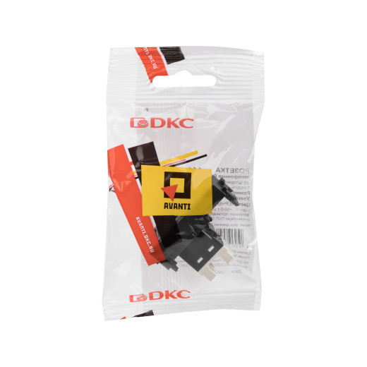 Телефонная розетка RJ-12 модульная, Avanti, черный матовый, 1 модуль