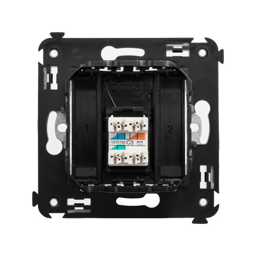 Телефонная розетка RJ-12 в стену одинарная, Avanti, черный матовый