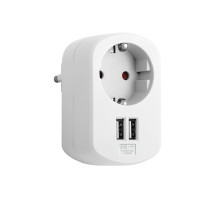 Simon Brico Белый Адаптер Schuko + 2хUSB 3,15А