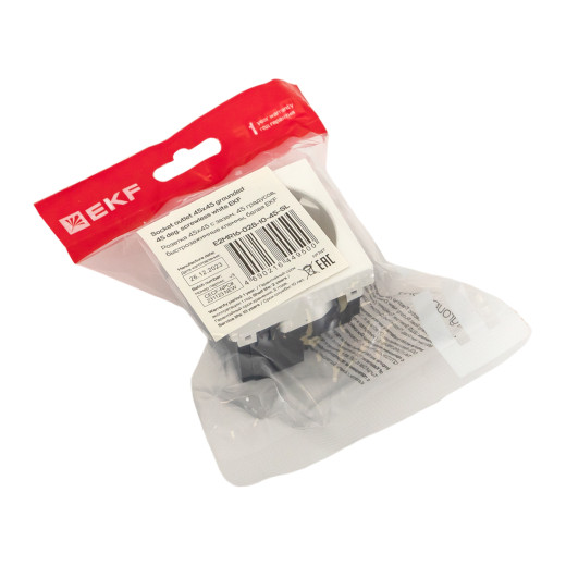 Розетка 45x45 с зазем. 45 градусов, быстрозажимные клеммы, белая EKF