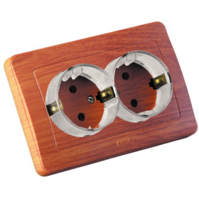 Hegel Мастер внутр Дуб РС16-382-05 Розетка с/з двойная, со шторками