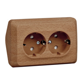 Systeme Electric Этюд наруж Бук Розетка 2-ая угловая с/з со шторками 16А 250B