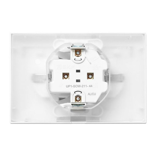 Механизм розетки двойной, 16А, IP44, с заземлением, со шторками, с рамкой, с крышками, белый Эпика EKF