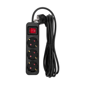 REXANT Удлинитель STANDARD 3 гнезда, 3м, 3х1,0мм², с/з, с выключателем, черный.