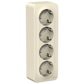 Systeme Electric Blanca наруж Молочная Розетка 4-ая с/з со шторками 16А, 250В, изолир. пластина