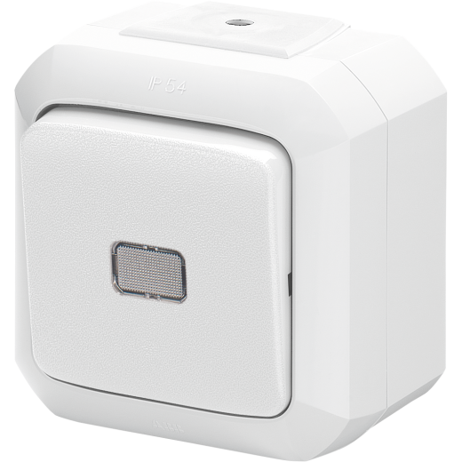 Переключатель одноклавишный ABB Variant+ IP54 с прозрачной линзой белый