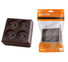 TDM Розетка четырехместная 2П открытой установки IP20 10A бук 