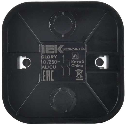 GLORY Выключ. 2-кл. о/у 10А ВС20-2-0-ХСм сталь м. IEK