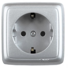 Hegel Альфа наруж Серебро РА16-112-06 Розетка с/з, со шторками