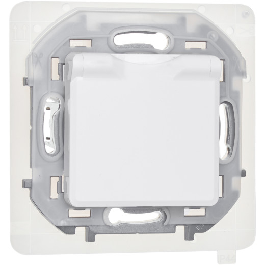 Розетка с заземлением IP44 - Legrand/Daccord Inspiria - со шторками с защитной крышкой 16А 250В винтовые зажимы - белый