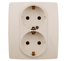 ЭРА Розетка Серия 12 12-2104-02 двойная с заземлением 2X2P+E Schuko со шторками 16A-250В IP20 слоновая кость