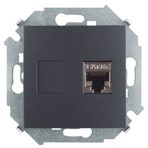 Розетка компьютерная RJ45 кат.6A (АМР, FTP), графит