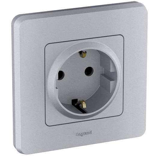 Розетка с заземлением - Legrand/Daccord Inspiria - без шторок 16А 250В винтовые зажимы - алюминий