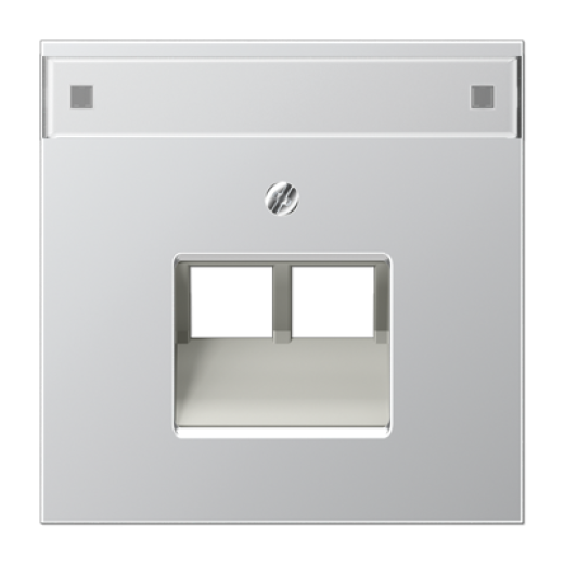 Крышка для сдвоенной телефонной и компютерной розетки  UAE с полем для надписи, алюминий