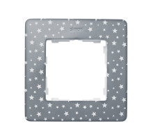 Simon 82 Detail Холодный серый в белую звёздочку, основание белое Рамка 1-ая