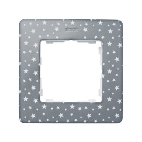 Simon 82 Detail Холодный серый в белую звёздочку, основание белое Рамка 1-ая