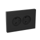 Механизм розетки двойной, 16А, без заземления, со шторками, с рамкой, чёрный Эпика EKF