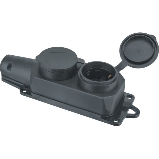 Колодка Navigator 61 371 NCA-BLR2-02-16A-E-IP44-BL 2гн с/з каучук черная