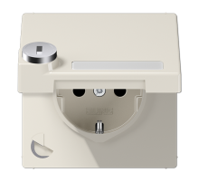 JUNG SCHUKO-розетка с крышкой  и замком, слоновая кость