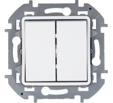 Legrand/Daccord INSPIRIA Белый Переключатель двухклавишный с подсветкой 10 AX - 250 В.