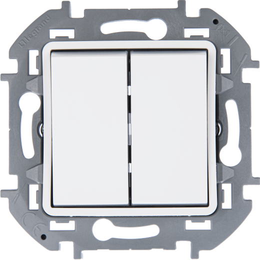 Переключатель двухклавишный с подсветкой - Legrand Inspiria - 10A 250В безвинтовые зажимы - белый