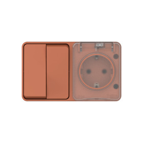Systeme Electric AtlasDesign Profi54 Наруж Терракотовый Блок: Роз. з/к со шт. 16А, Выкл. 2-клав.10А